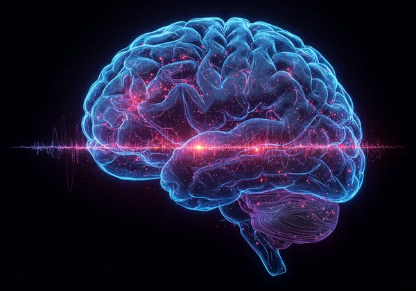 Abstract representation of ADHD brain's heightened reaction.