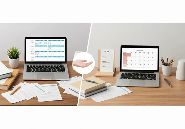 Организованный против захламленного стола, цифровые инструменты планирования.