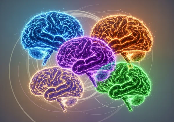 Abstract art showing diverse human brain variations