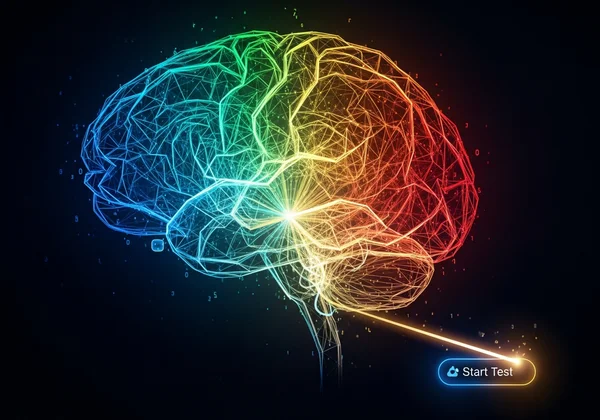 Brain with unique pathways, leading to a neurodivergence test